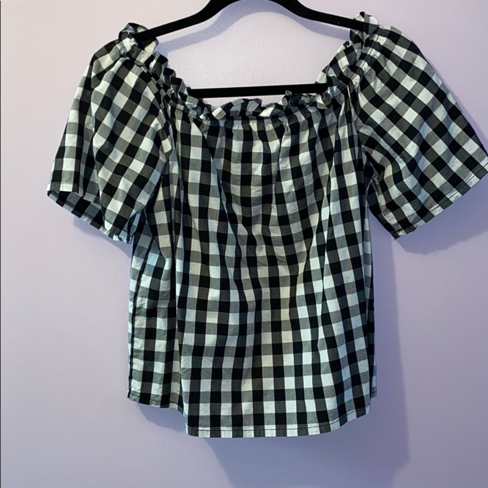 Off the shoulder gingham top